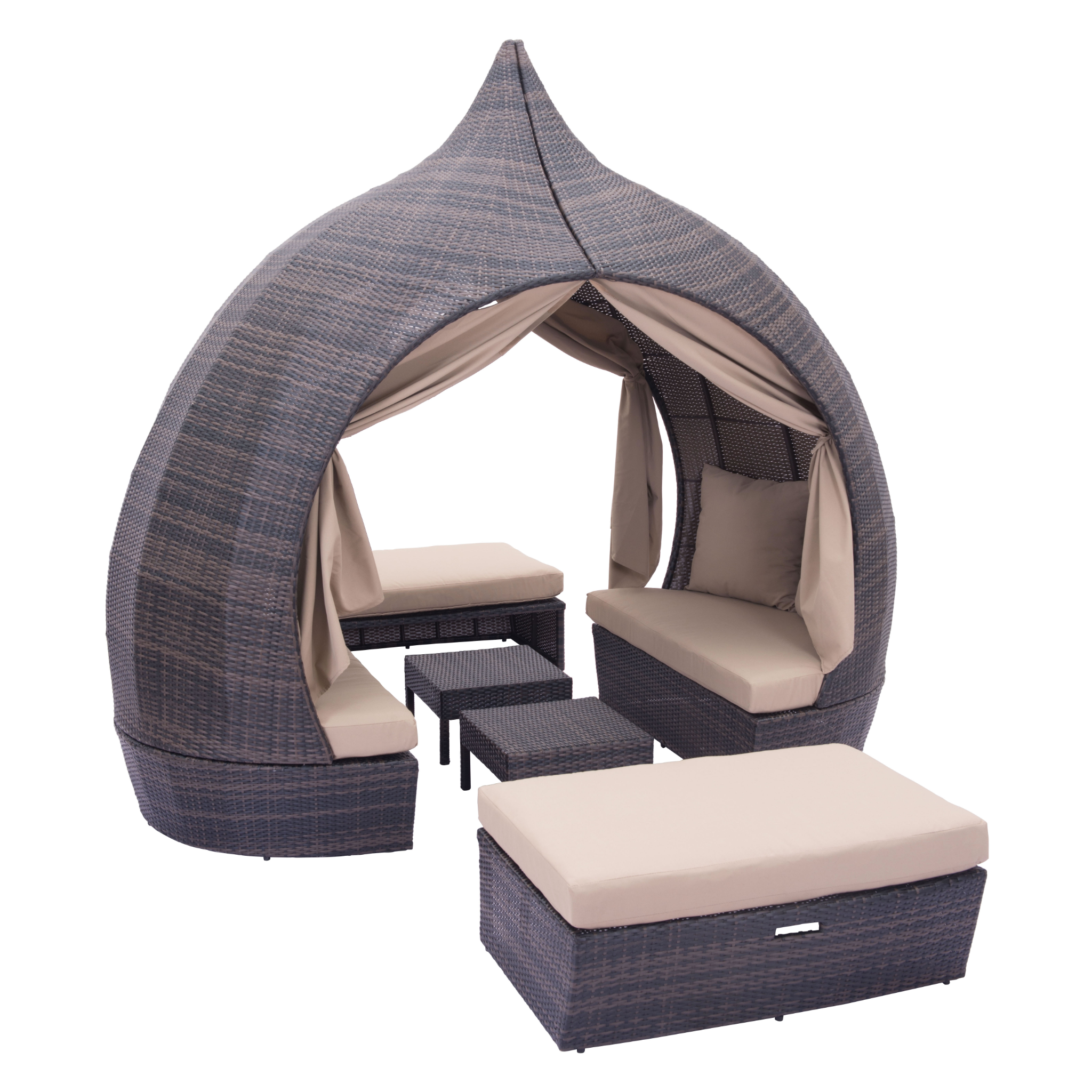 Unique-wicker-cabana-set---open-design-with-comfortable-beige-cushions-and-matching-tables---product-page---