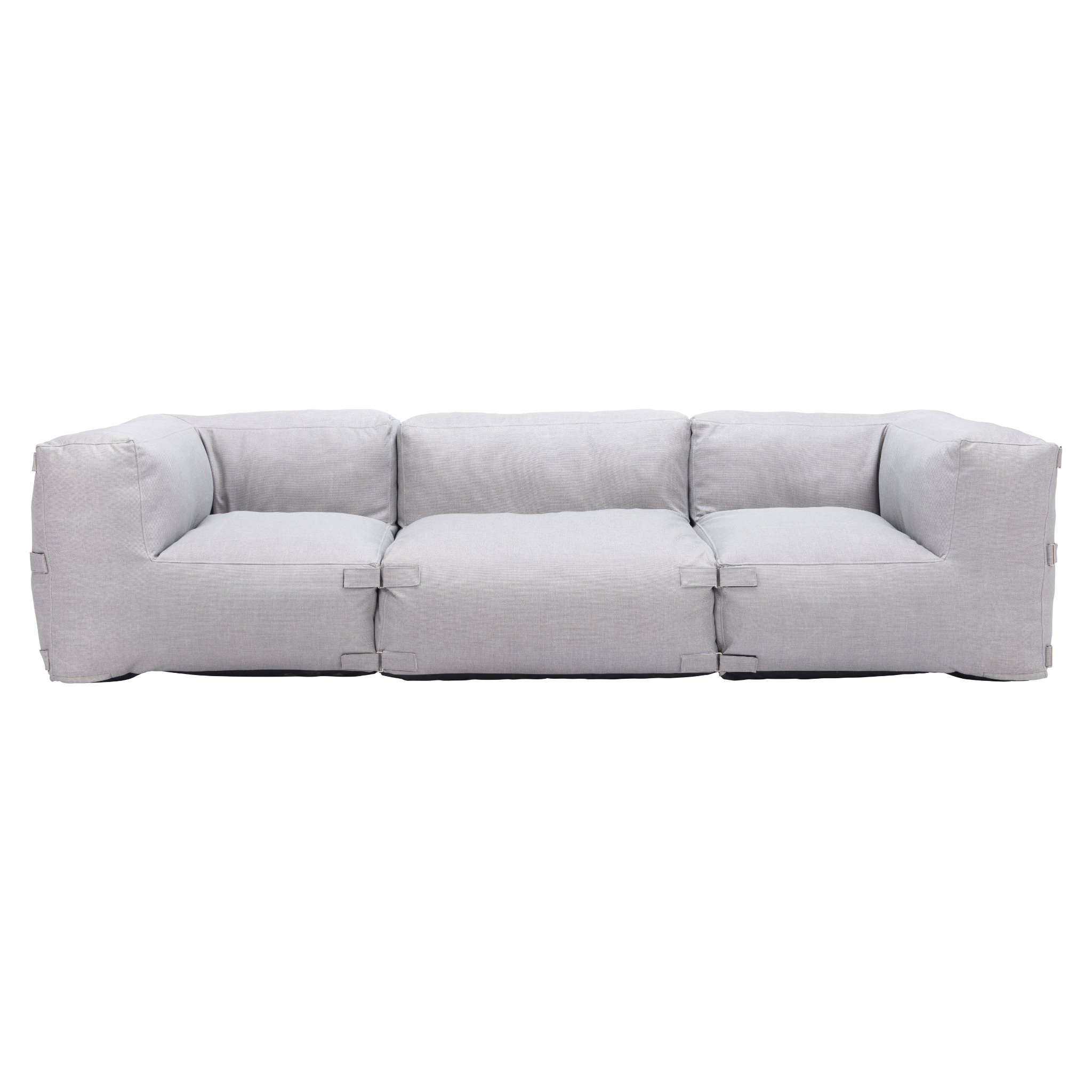 Three-seater-sofa-in-gray-fabric-with-plush-cushions-front-view---productpage---