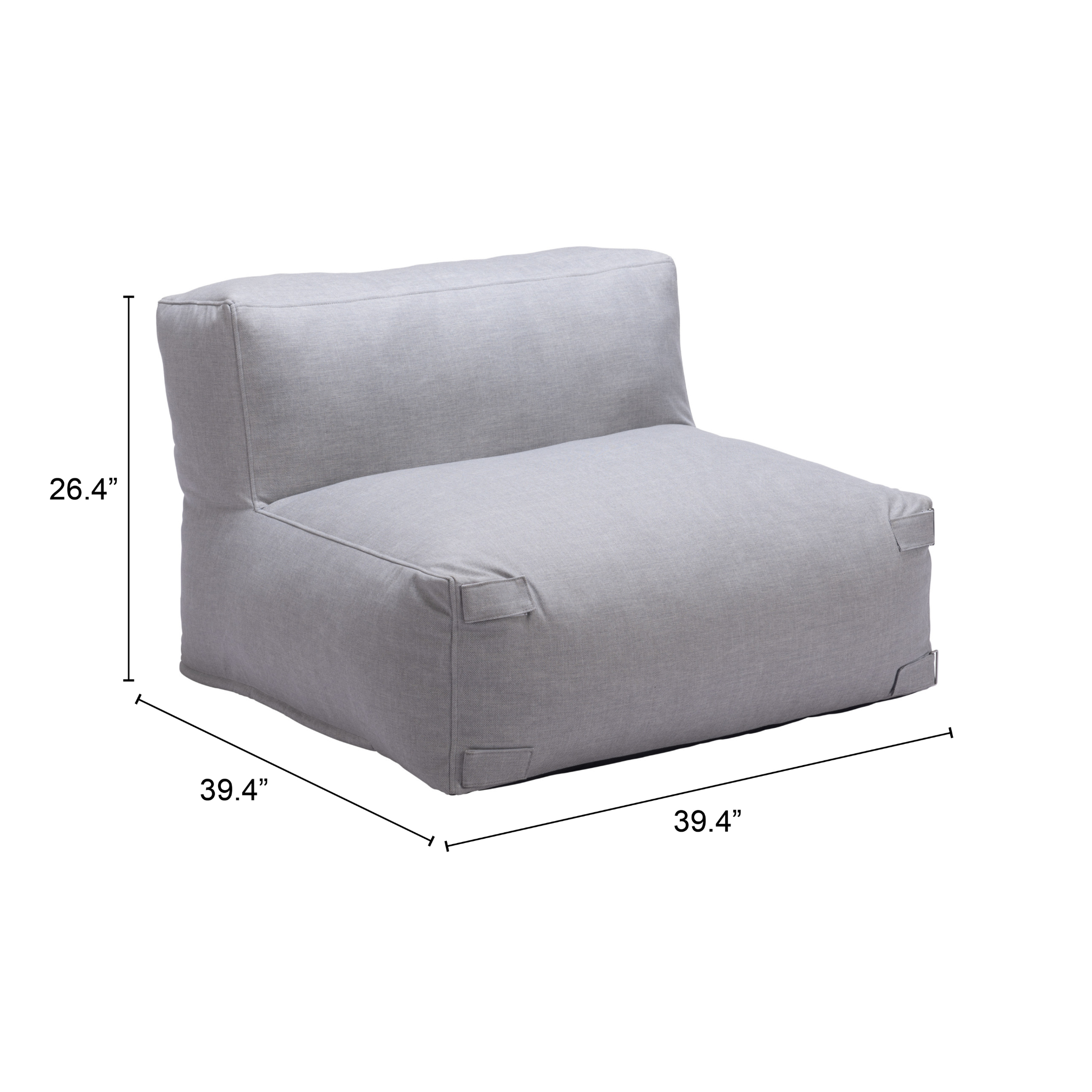 Gray-sofa-piece-with-plush-cushioning-and-dimensions-displayed---productpage---