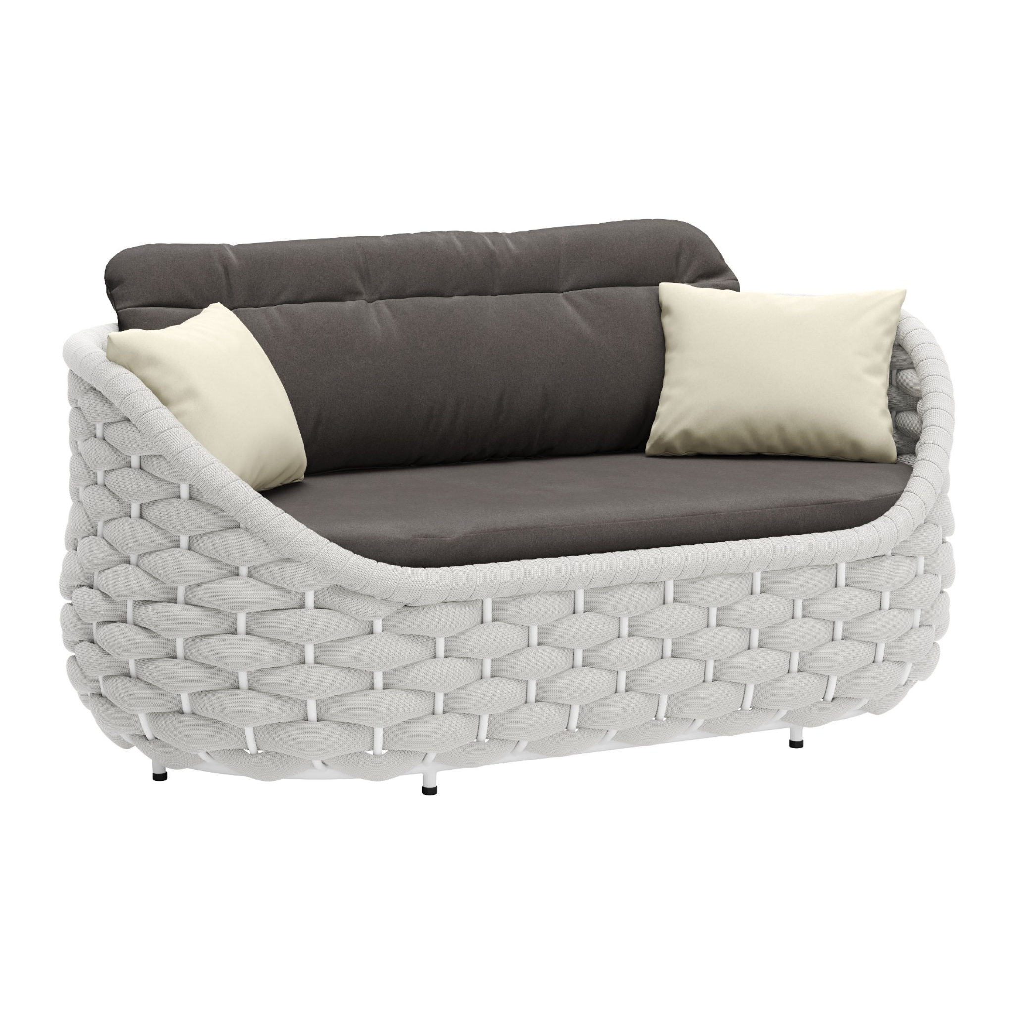 Modern-woven-gray-sofa-with-dark-gray-seat-and-back-cushions-front-view-on-white-background---productpage---