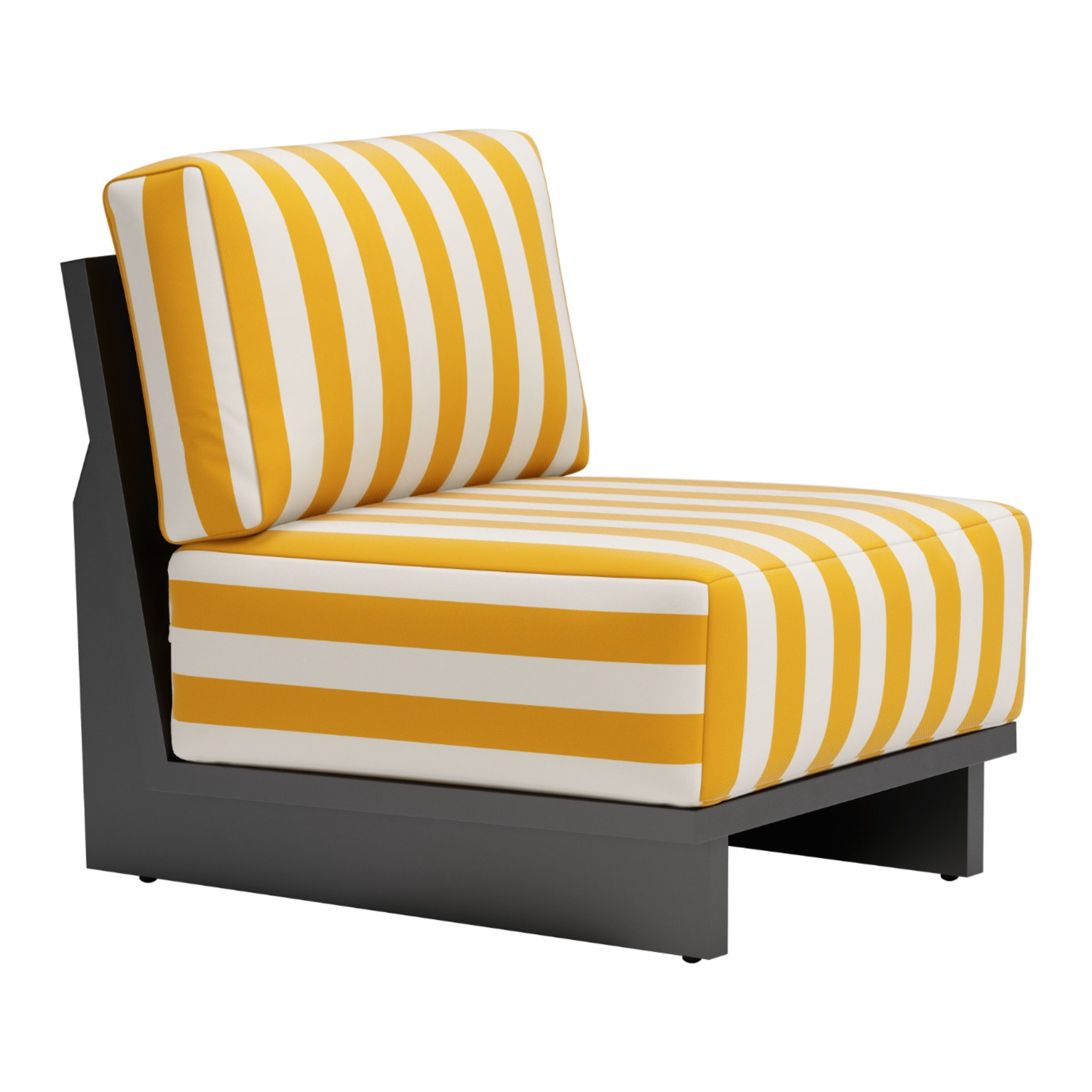 a-product-page-with-a-modern-outdoor-chair-with-yellow-and-white-stripes-angled-front-view