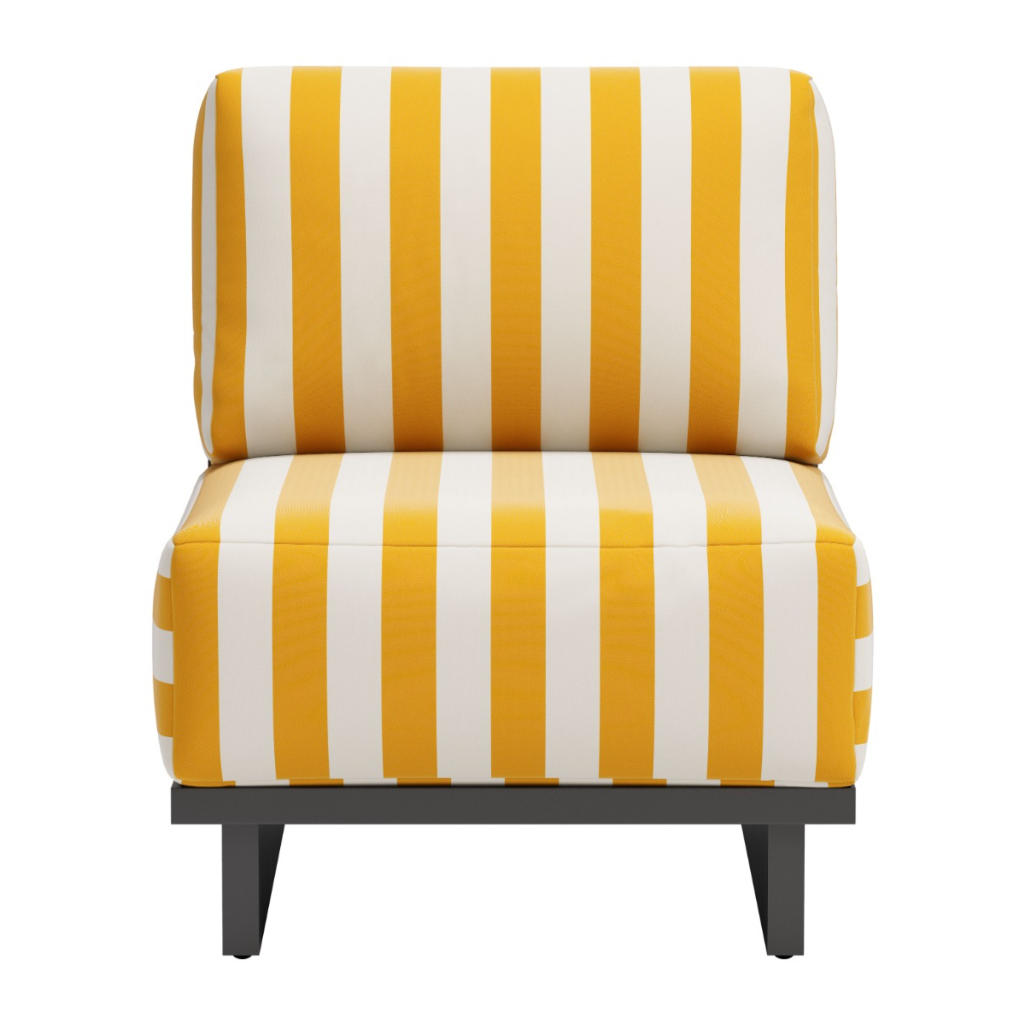 a-product-page-with-a-close-up-of-a-modern-outdoor-chair-with-yellow-and-white-stripes-front-view