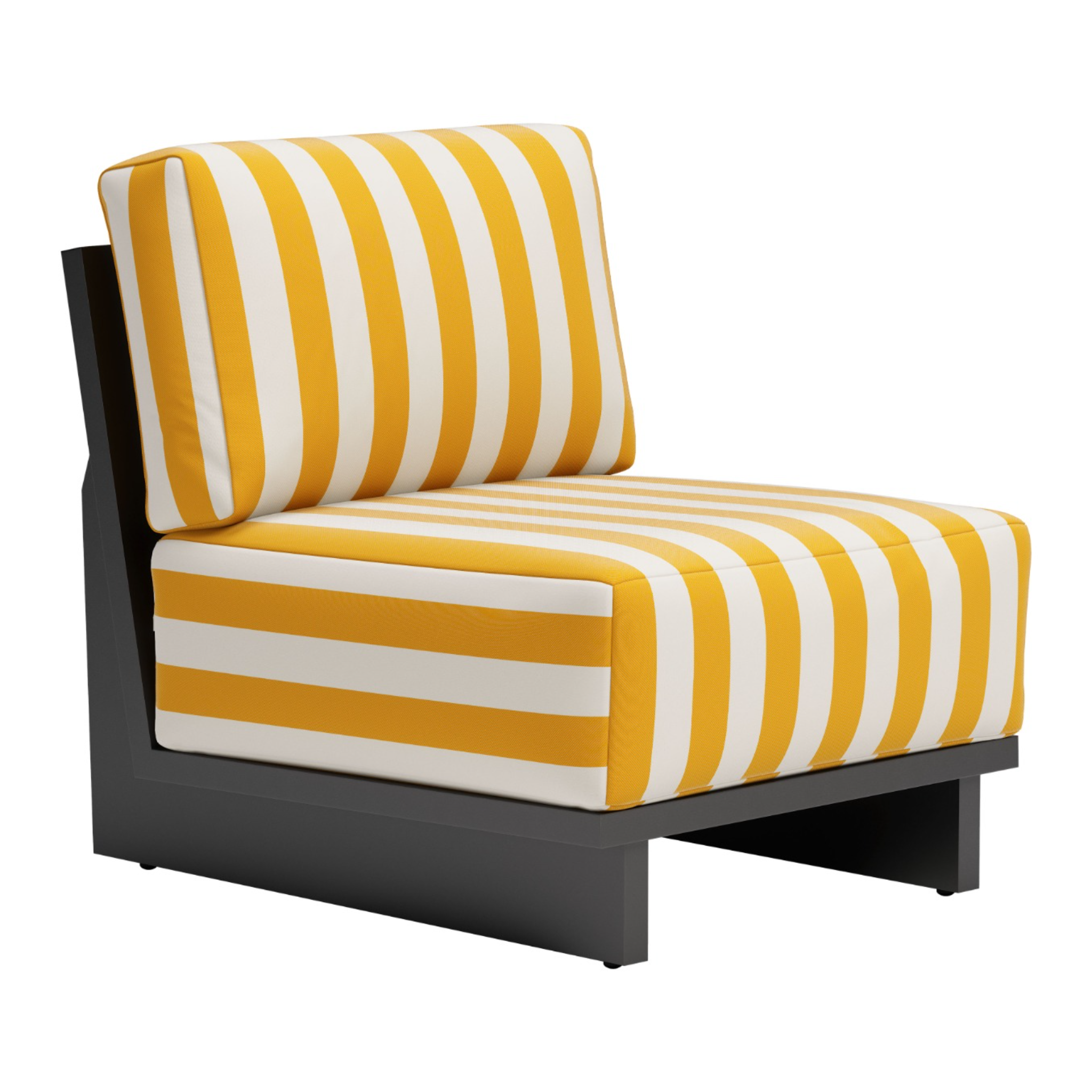 a-product-page-with-a-modern-outdoor-chair-with-yellow-and-white-stripes-front-view