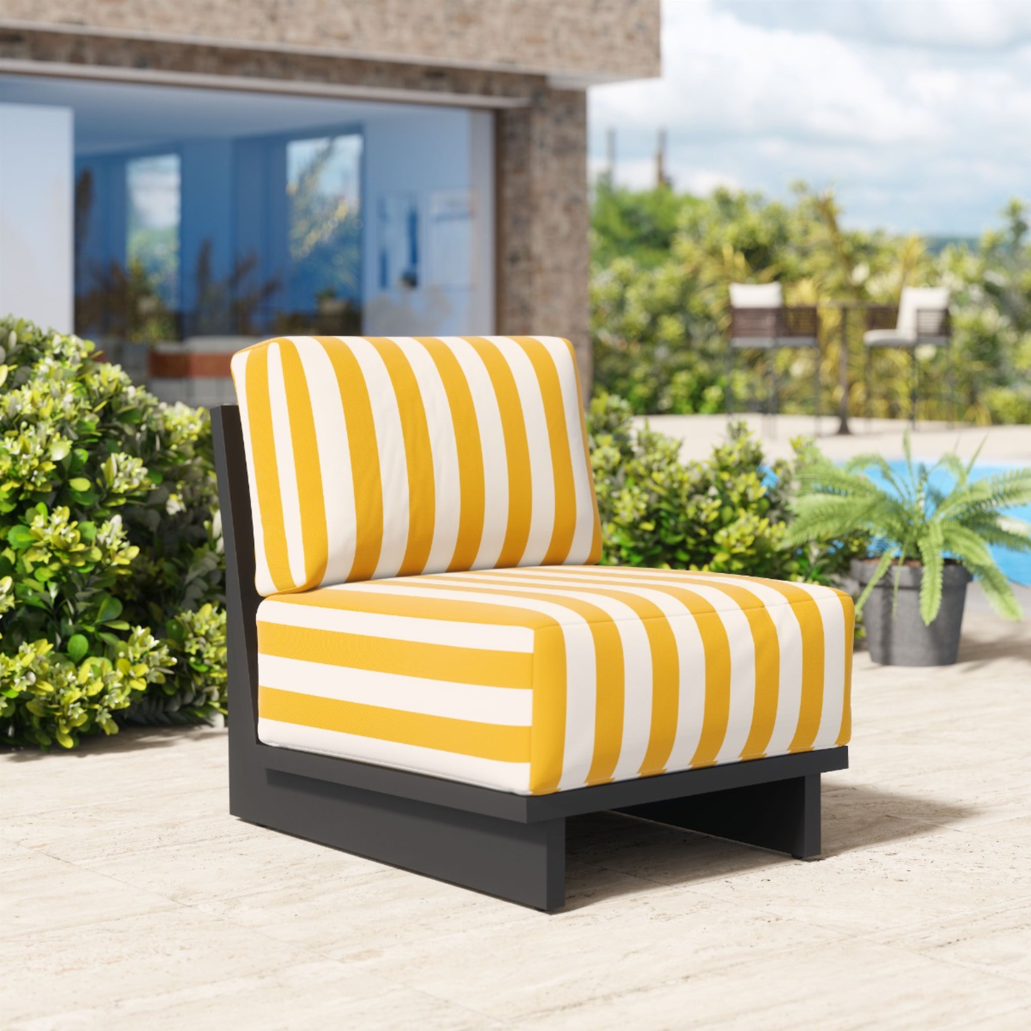 a-product-page-with-a-modern-outdoor-chair-with-yellow-and-white-stripes-side-view