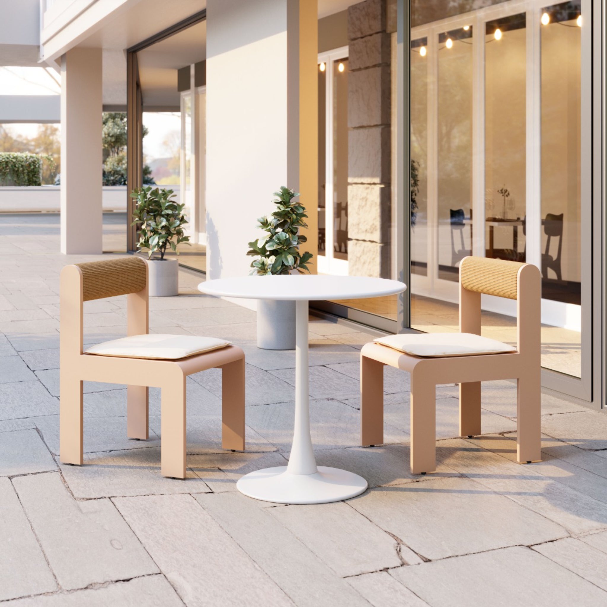 a-product-page-with-a-modern-outdoor-dining-set-featuring-a-white-table-and-two-light-brown-chairs-with-cushions