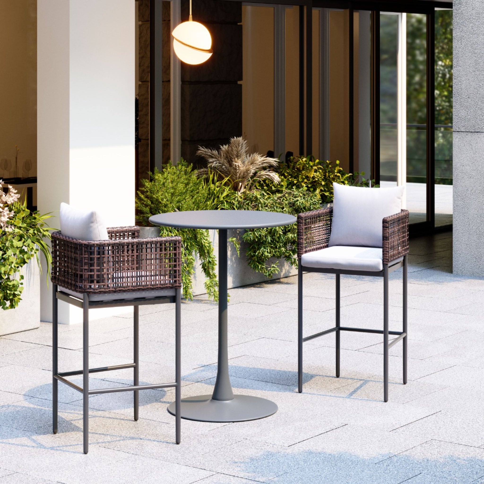 Outdoor-bar-seating-with-gray-round-table-and-rattan-bar-stools-with-cushions---productpage---