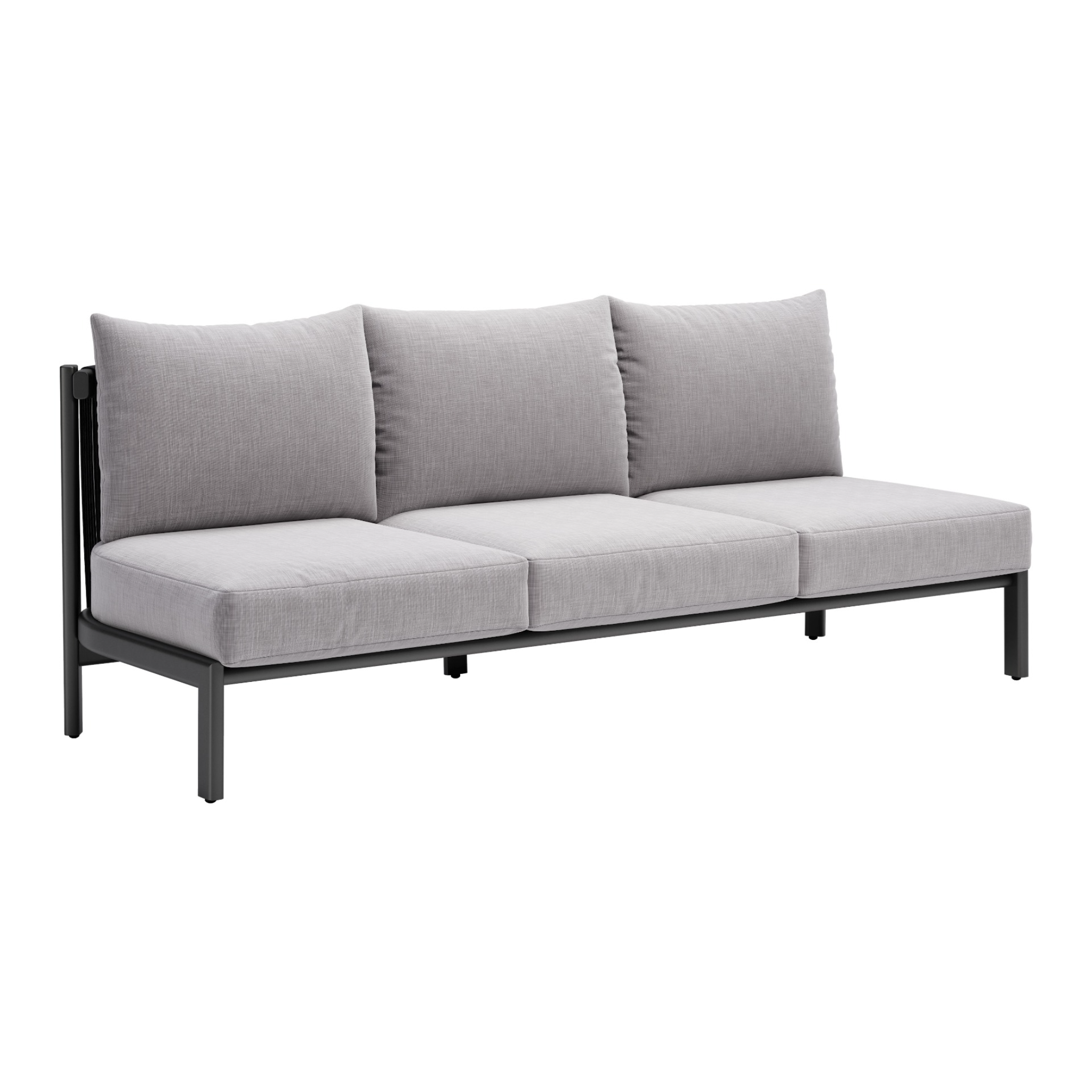 a-product-page-with-a-front-angle-view-of-an-outdoor-sofa-with-gray-cushions-and-black-metal-frame