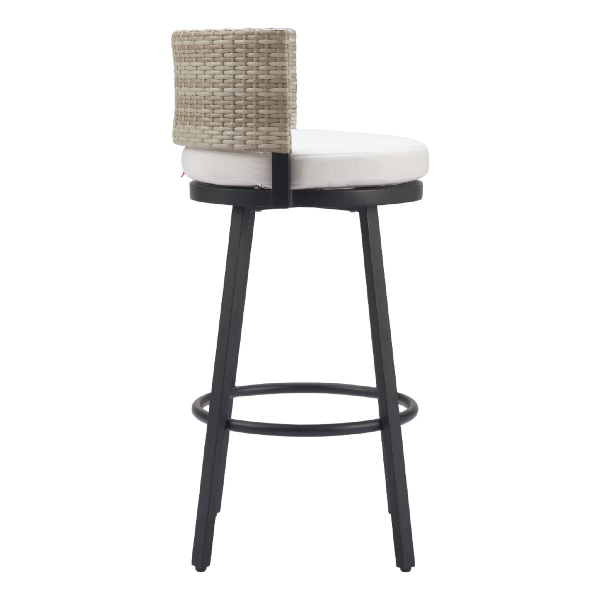 Beige-wicker-and-metal-outdoor-bar-stool-side-view-with-cushioned-seat---productpage---