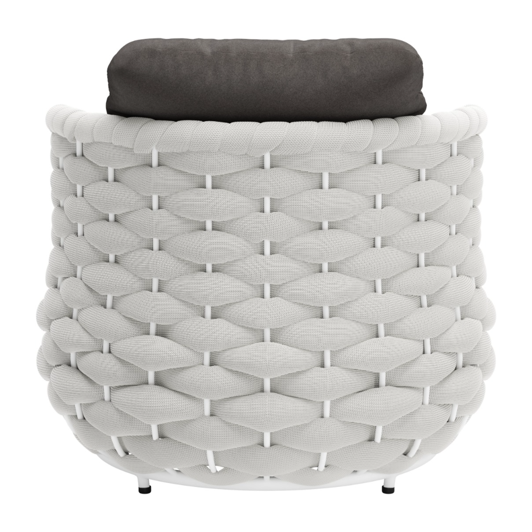 Woven-outdoor-chair-with-gray-frame-and-dark-gray-cushion-back-view-on-white-background---productpage---