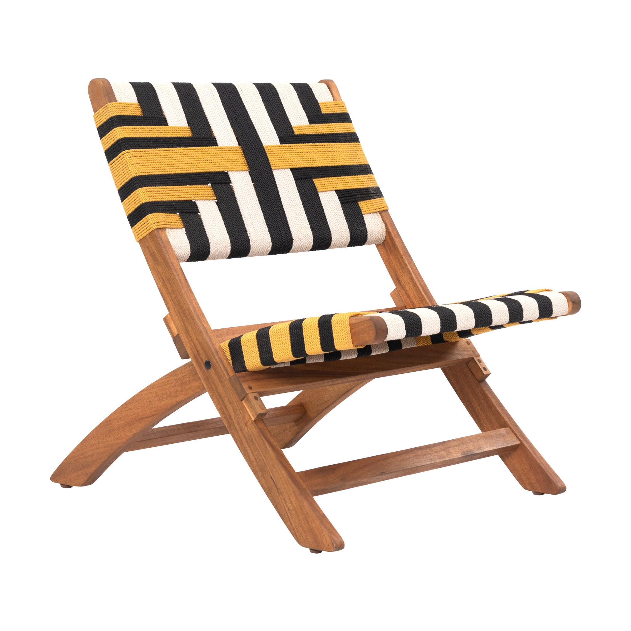 Outdoor-chair-with-wooden-frame-and-unique-woven-pattern-in-black-white-and-yellow---productpage---